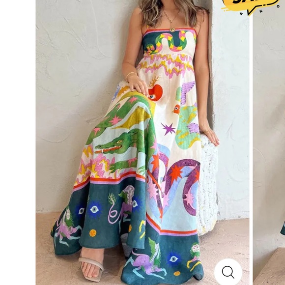 Farm Rio Inspired  Colorful Patterned Maxi Dress - Picture 2 of 8